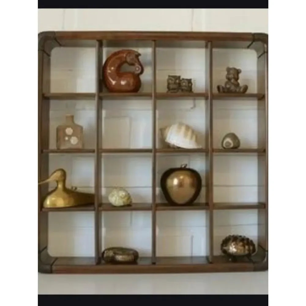 Vintage Wooden Wall Display Shelf Knick Knack Shadow Box French Herb Drying Rack
